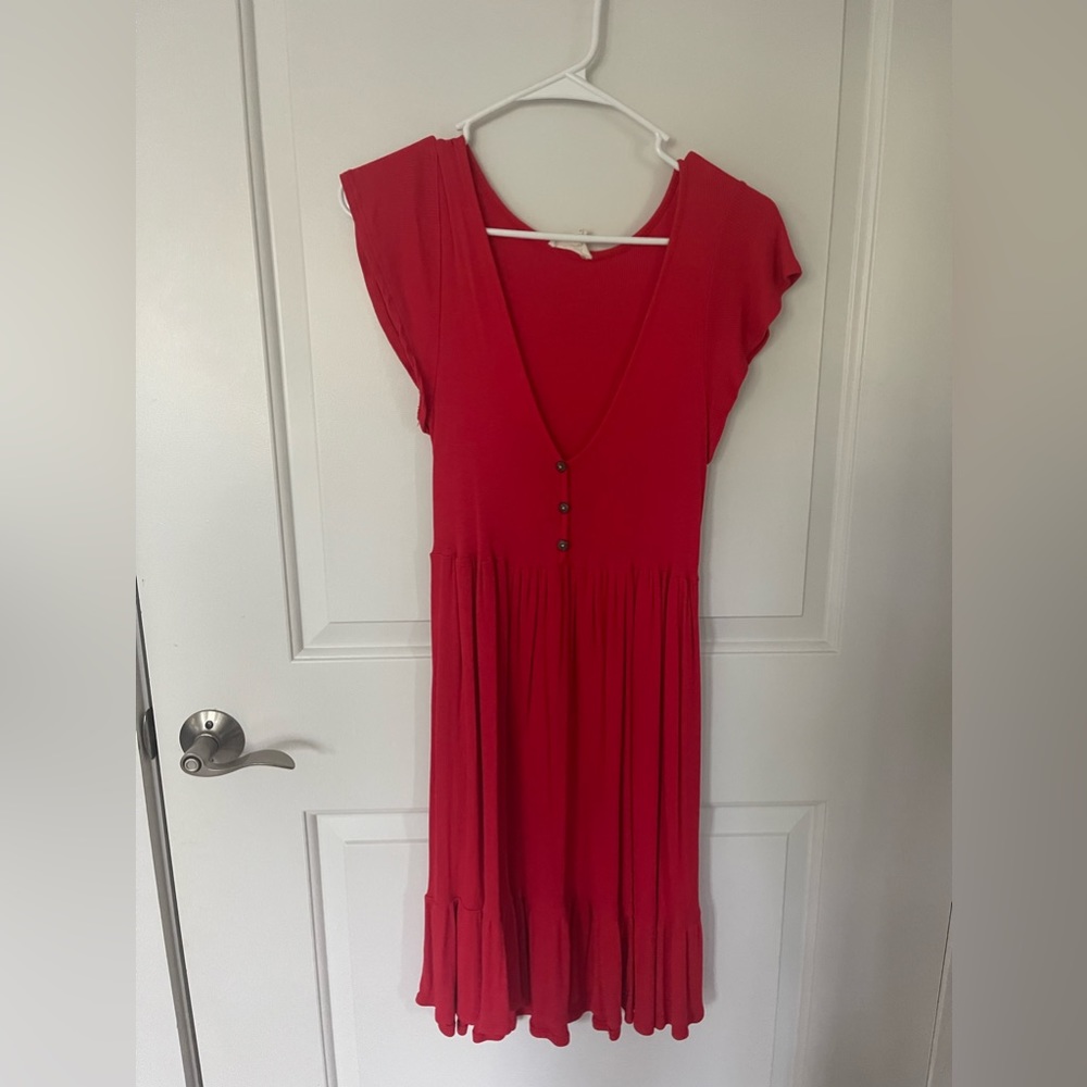 Red flowy dress